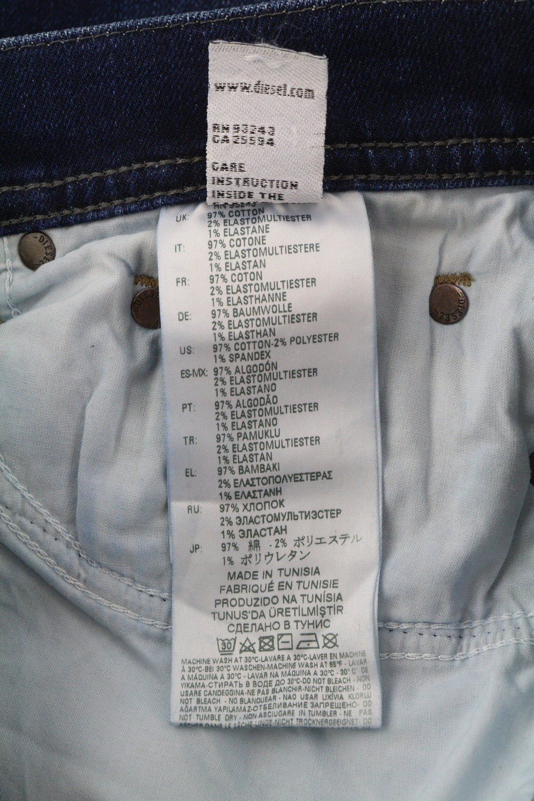 DIESEL Tepphar R86L0 Mens Jeans W27/L32 Slim Carrot  Stretchy Washed Blue Denim