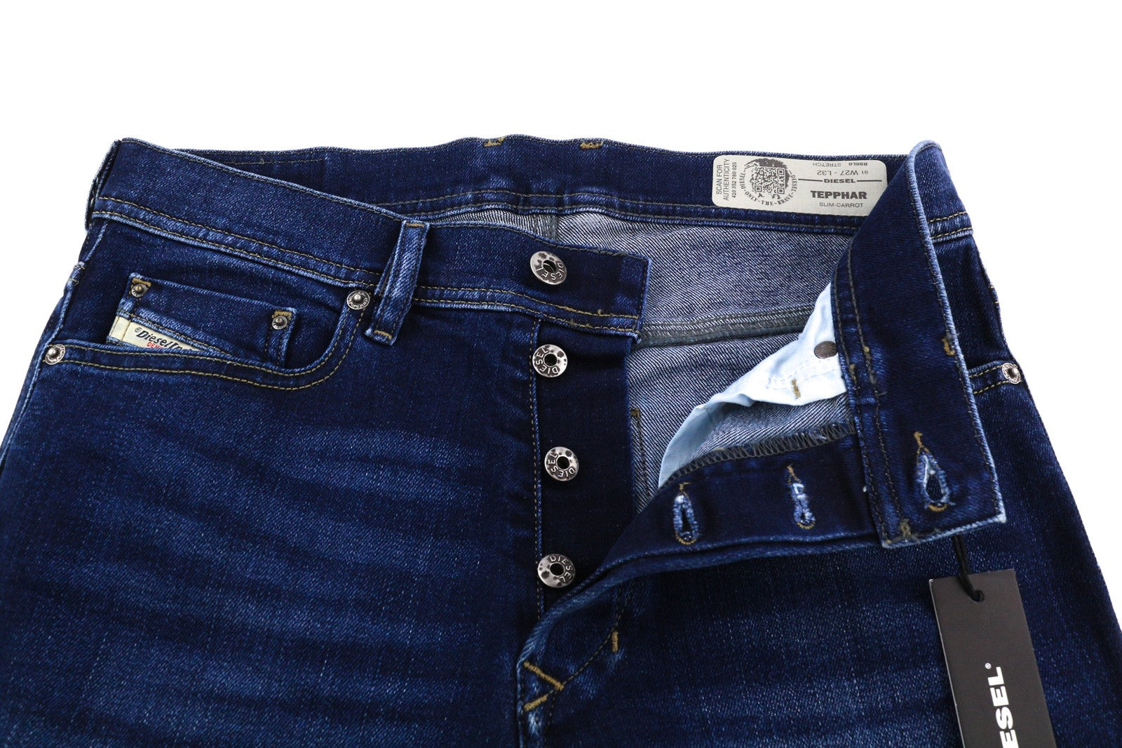 DIESEL Tepphar R86L0 Mens Jeans W27/L32 Slim Carrot  Stretchy Washed Blue Denim