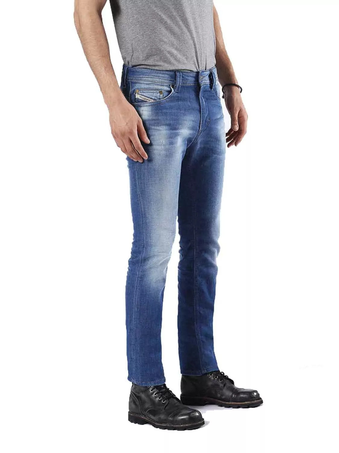 DIESEL Tepphar 0855G Mens Jeans W32/L32 Slim Carrot  Stretchy Washed Buttoned