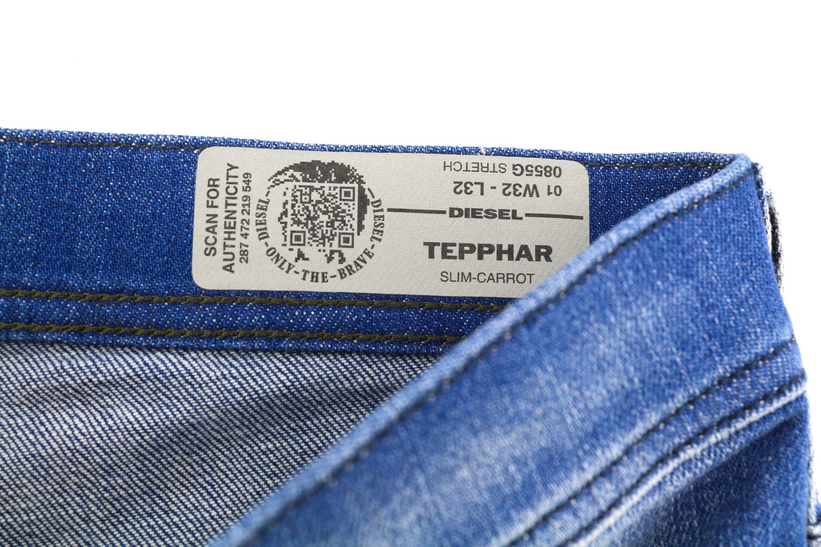 DIESEL Tepphar 0855G Mens Jeans W32/L32 Slim Carrot  Stretchy Washed Buttoned