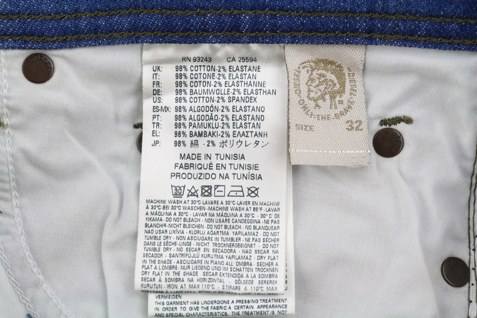 DIESEL Tepphar 0855G Mens Jeans W32/L32 Slim Carrot  Stretchy Washed Buttoned