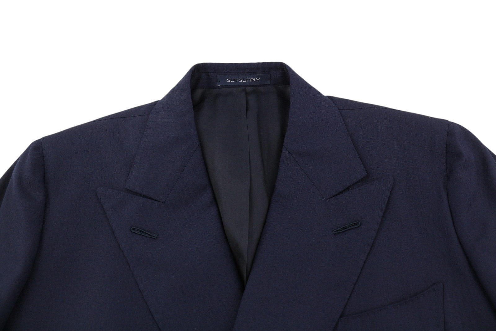 SUITSUPPLY La Spalla Men Blazer UK32R Dark Blue Wool Double-Breasted Peak Lapel