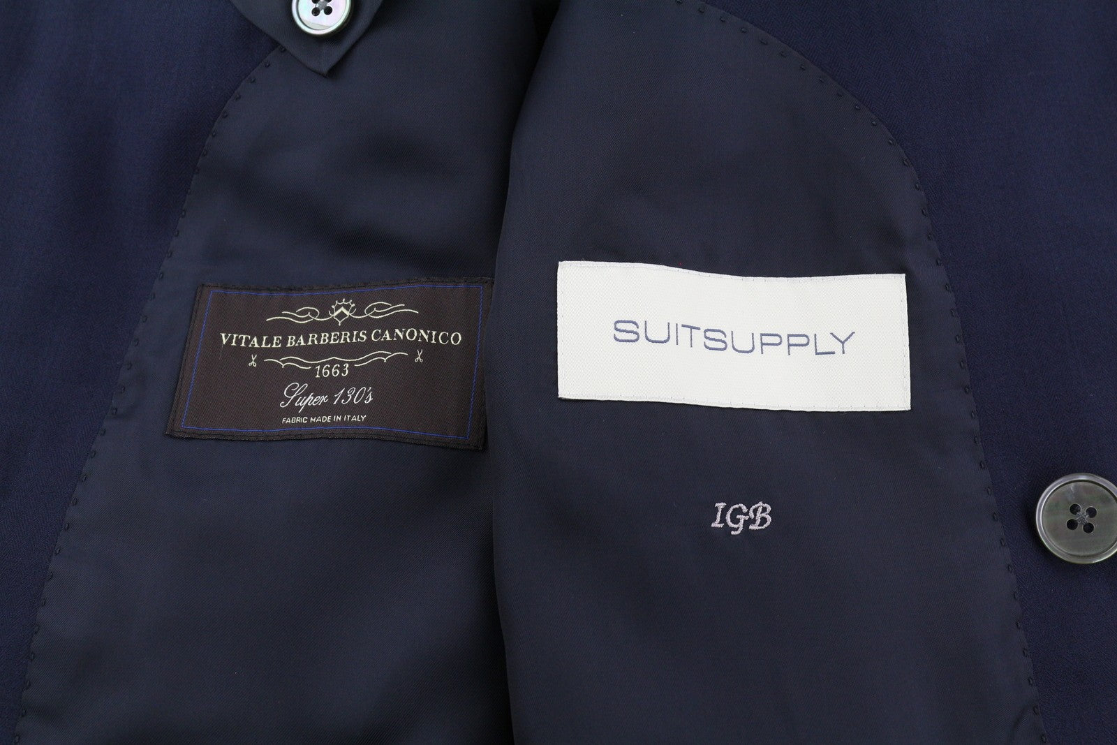 SUITSUPPLY La Spalla Men Blazer UK32R Dark Blue Wool Double-Breasted Peak Lapel