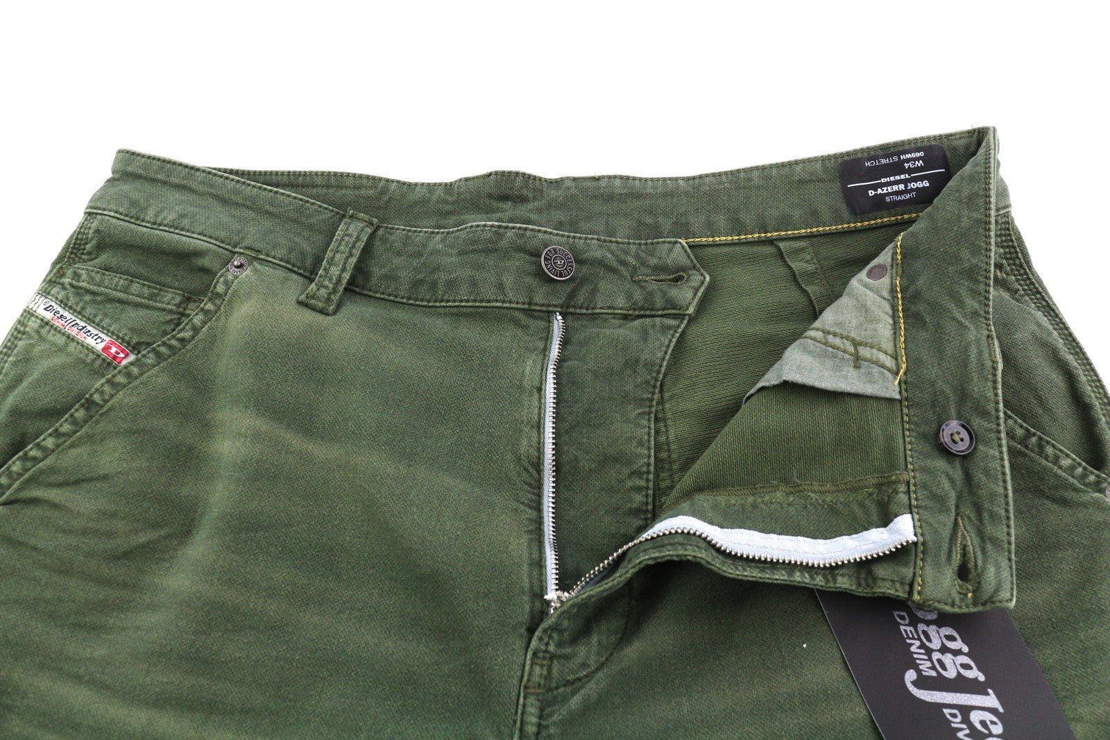 DIESEL D-Azerr Jogg 069WH Mens Jeans W34 Straight Stretchy Washed Green RRP€250