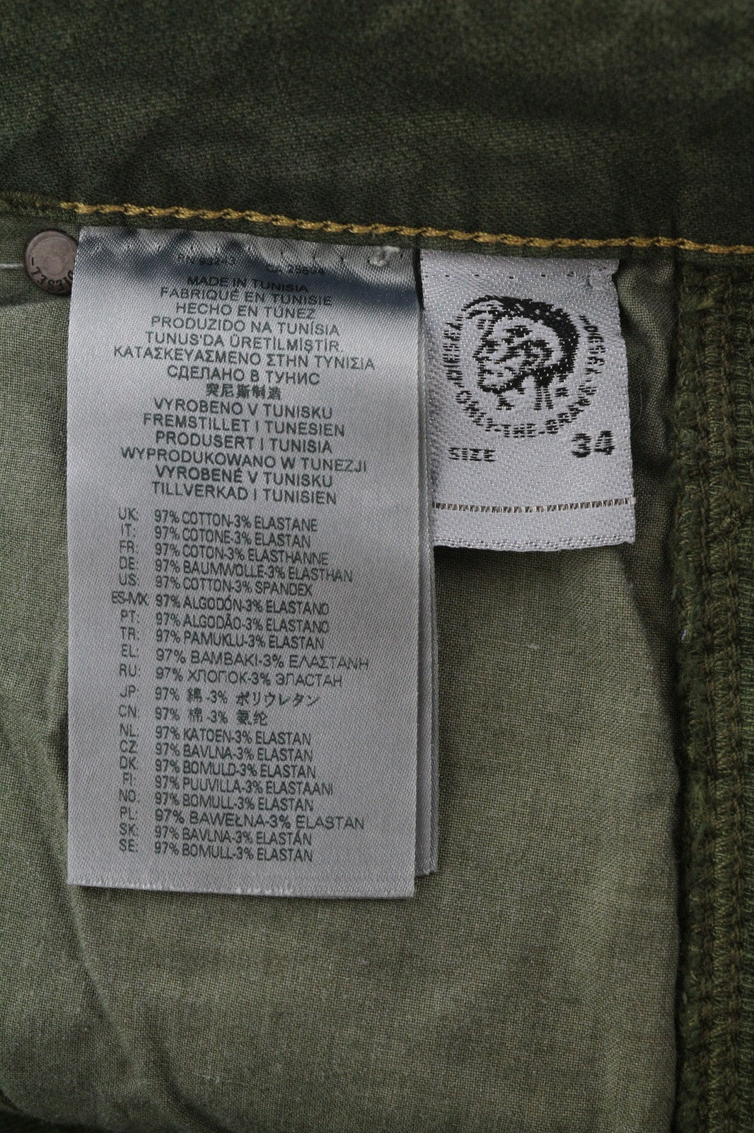 DIESEL D-Azerr Jogg 069WH Mens Jeans W34 Straight Stretchy Washed Green RRP€250