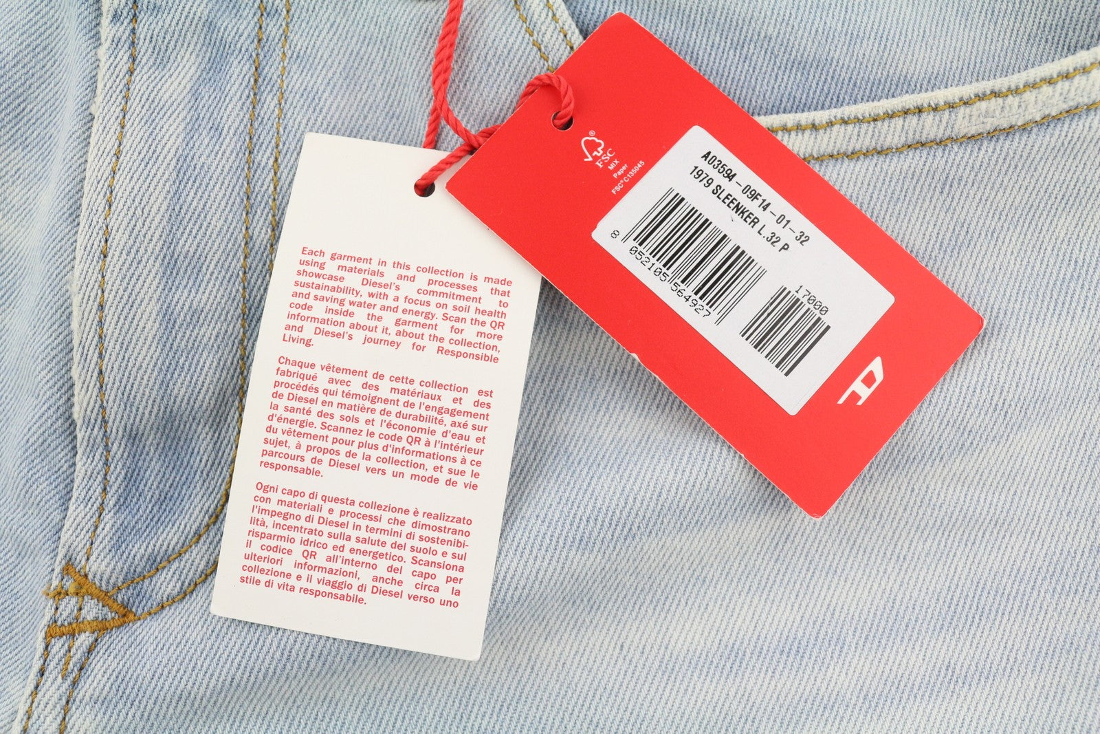 DIESEL 1979 Sleenker 09F14 Men Jeans W32/L32 Skinny Low Waist Distress RRP€250