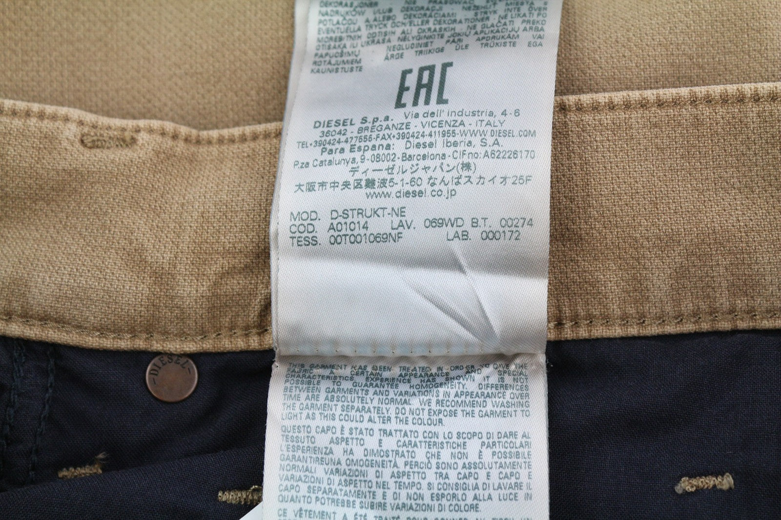 DIESEL D-Strukt Jogg 069WD Mens Jeans W32 Slim  Stretchy Zip Fly Brown RRP€250