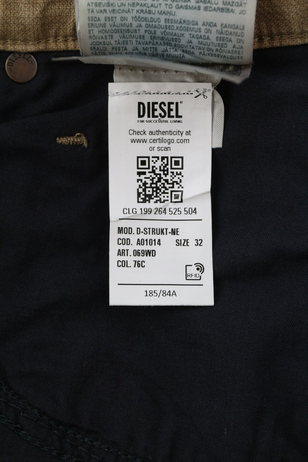 DIESEL D-Strukt Jogg 069WD Mens Jeans W32 Slim  Stretchy Zip Fly Brown RRP€250