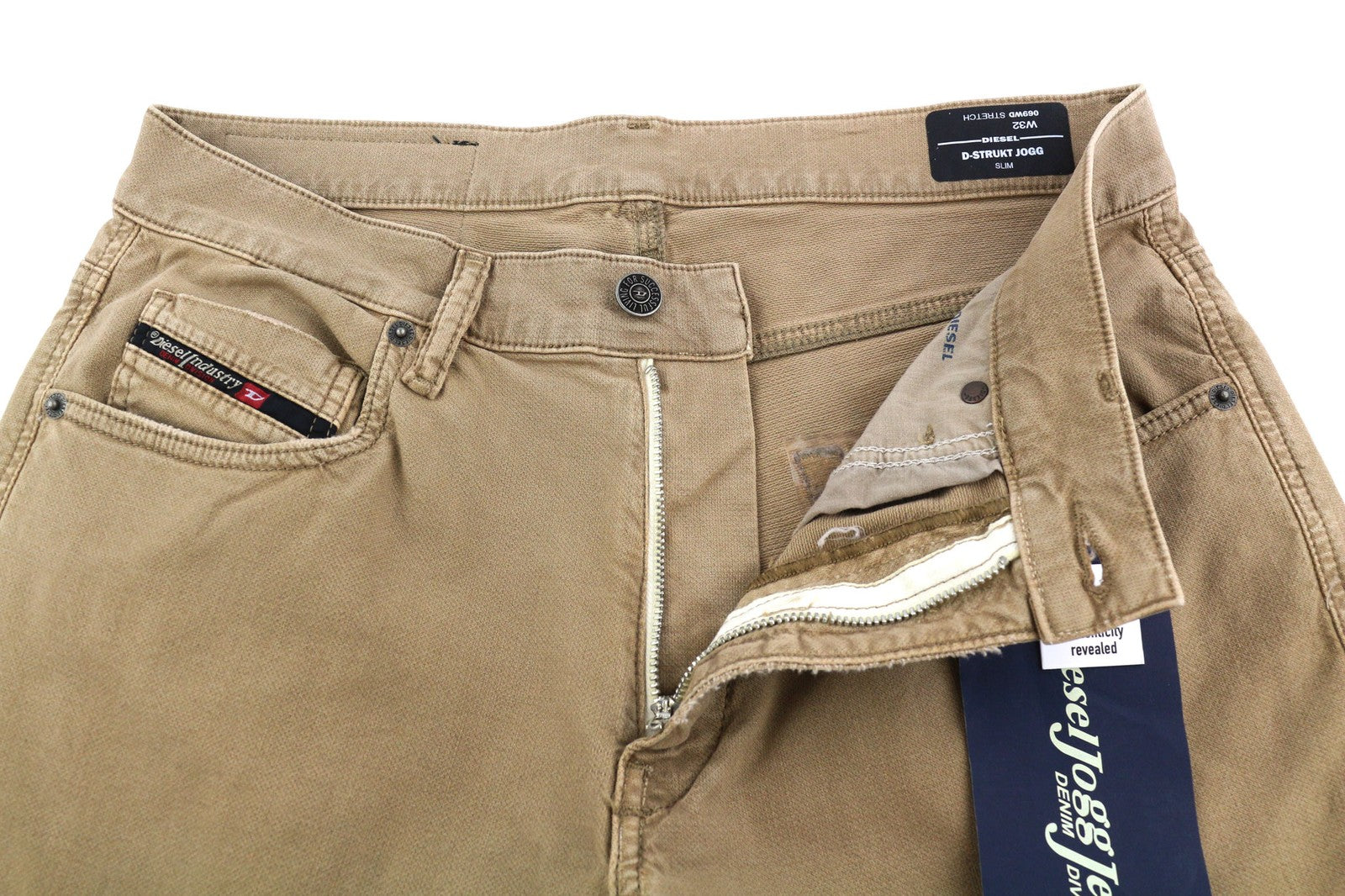 DIESEL D-Strukt Jogg 069WD Mens Jeans W32 Slim  Stretchy Zip Fly Brown RRP€250