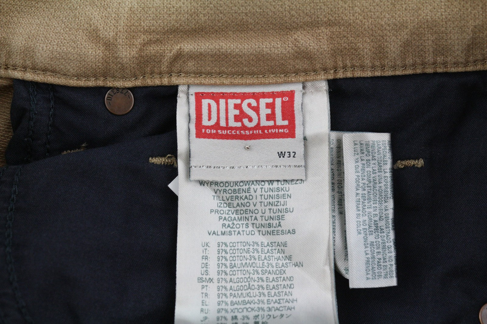 DIESEL D-Strukt Jogg 069WD Mens Jeans W32 Slim  Stretchy Zip Fly Brown RRP€250