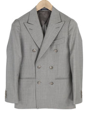 SUITSUPPLY La Spalla Men Blazer UK30R Melange Grey Wool Double-Breasted Peak