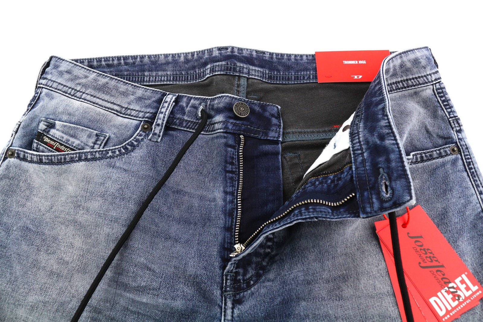 DIESEL Thommer-Y-Ne Jogg RR69N Mens Jeans W34/L32 Zipper Washed Blue RRP€250