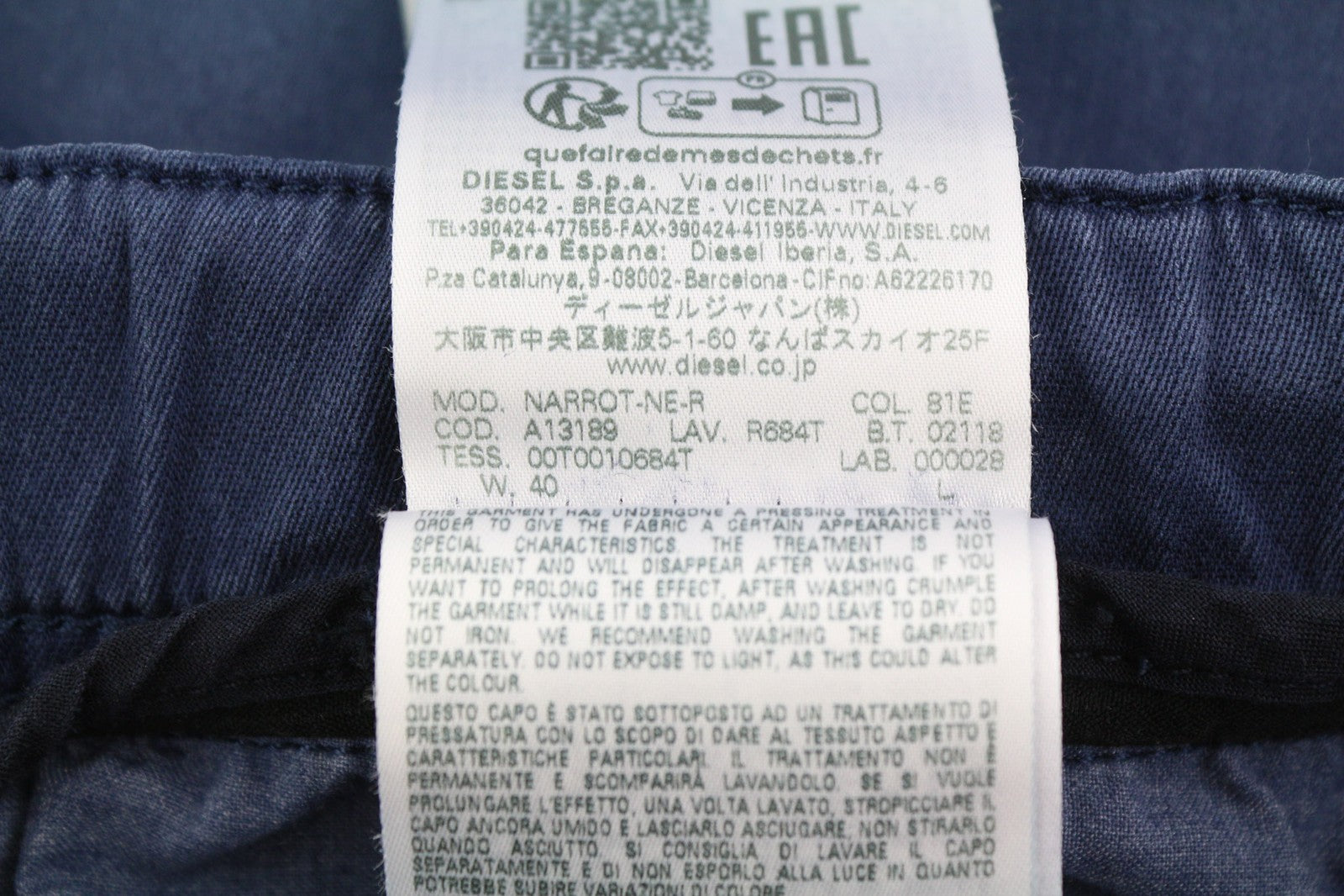 DIESEL Narrot-Ne-R R684T Mens Jeans W40 Jogg Washed Blue Denim Slim RRP€275