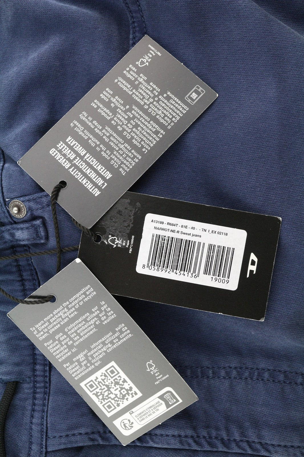 DIESEL Narrot-Ne-R R684T Mens Jeans W40 Jogg Washed Blue Denim Slim RRP€275