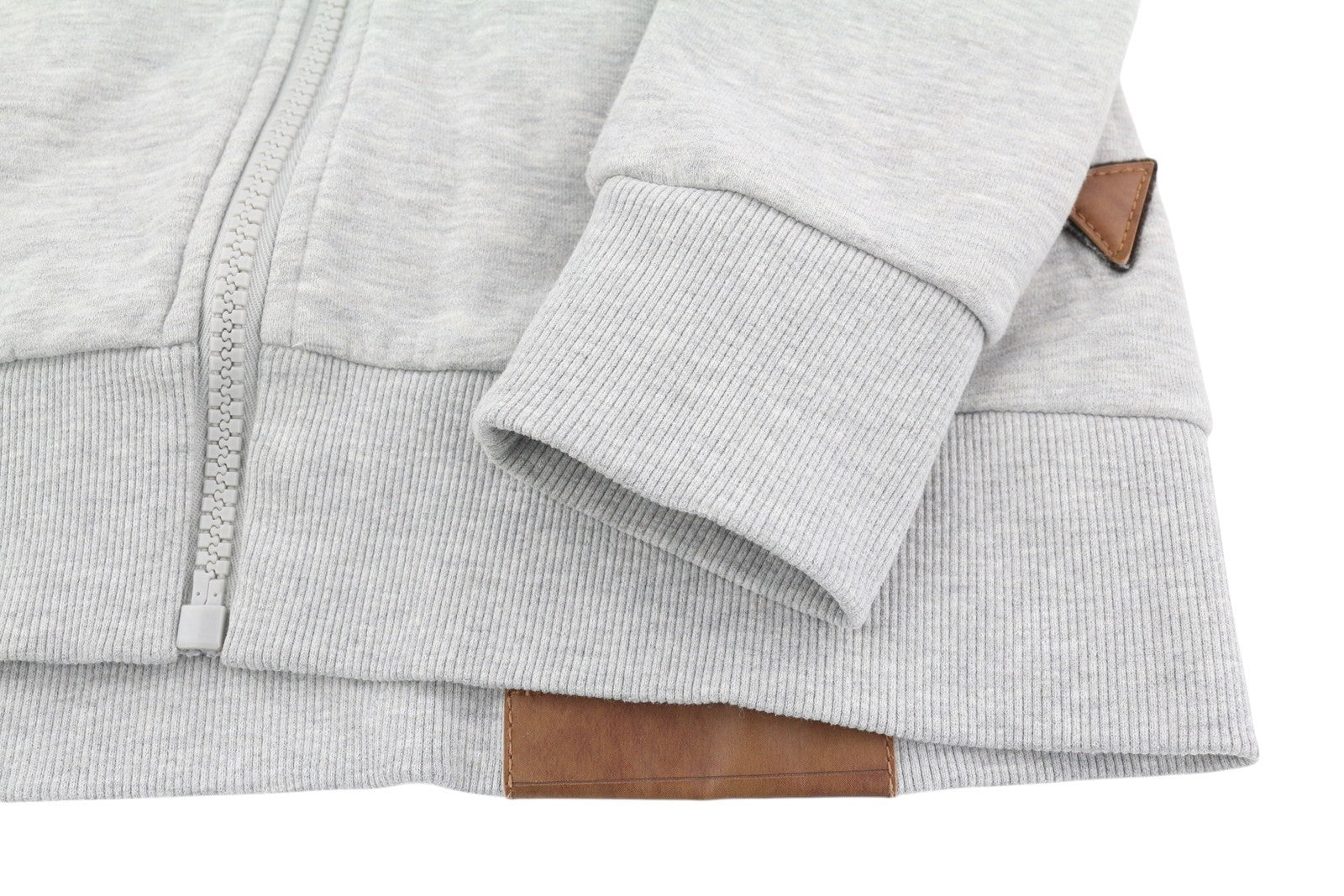 NAKETANO Women Sweatshirt L Melange Grey Full Zip High Neck Pockets Long Sleeve