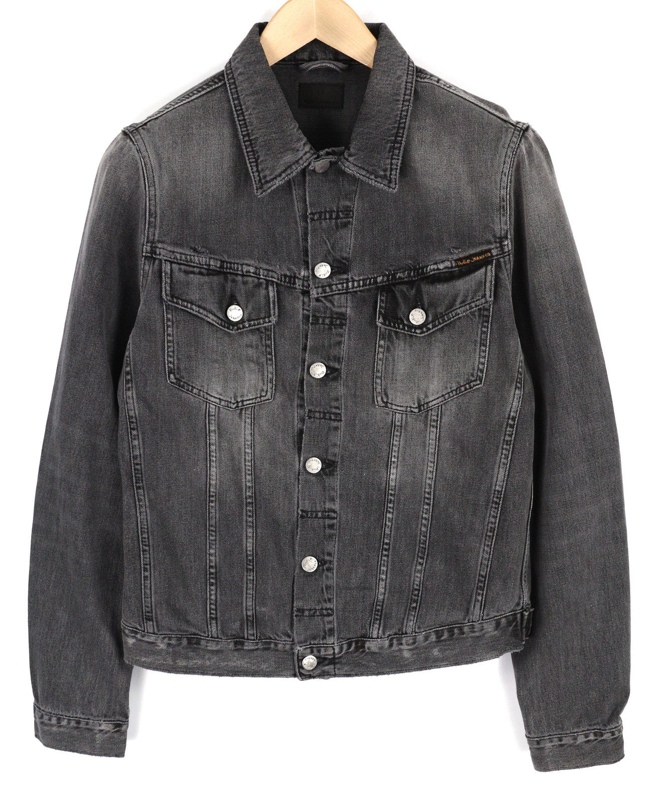 NUDIE Billy Men Jacket M Desolation Button Neck Unlined Patch Pocket Denim