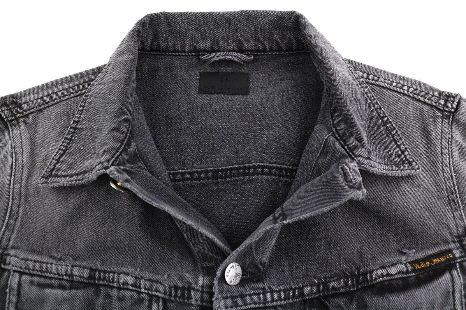 NUDIE Billy Men Jacket M Desolation Button Neck Unlined Patch Pocket Denim