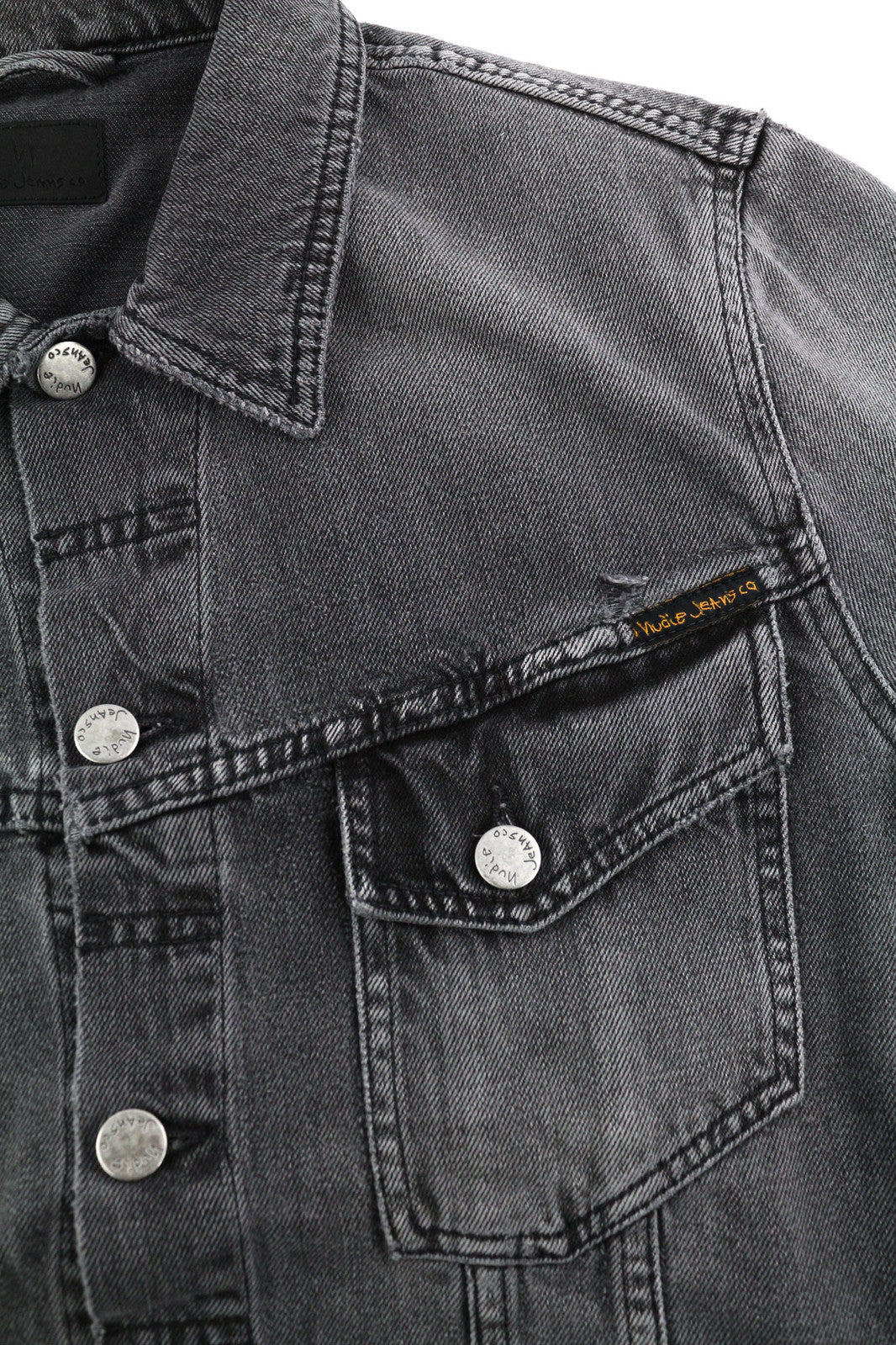 NUDIE Billy Men Jacket M Desolation Button Neck Unlined Patch Pocket Denim