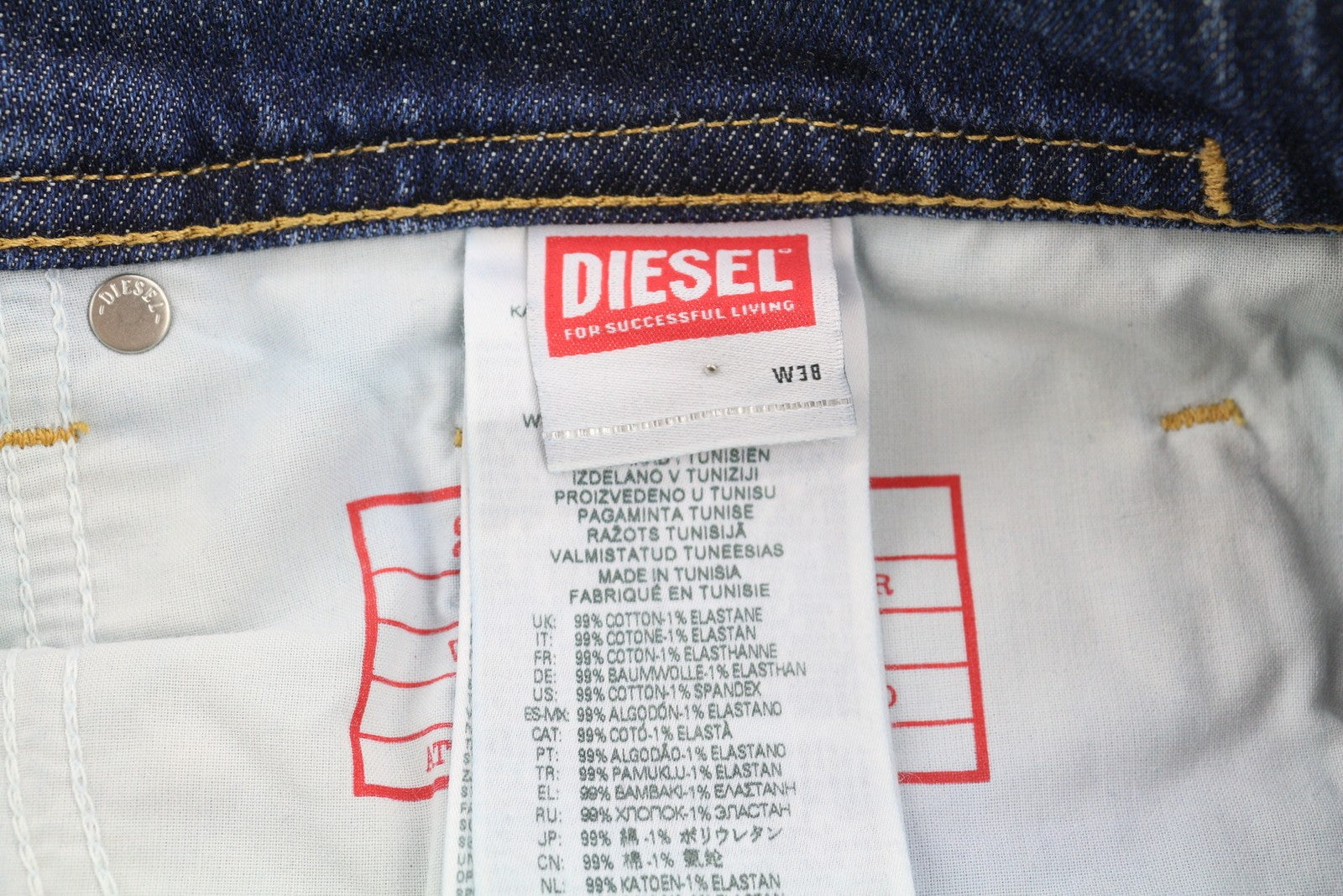 DIESEL 2023 D-Finitive 09H43 Men Jeans W38/L32 Regular Tapered Leg Blue RRP€225