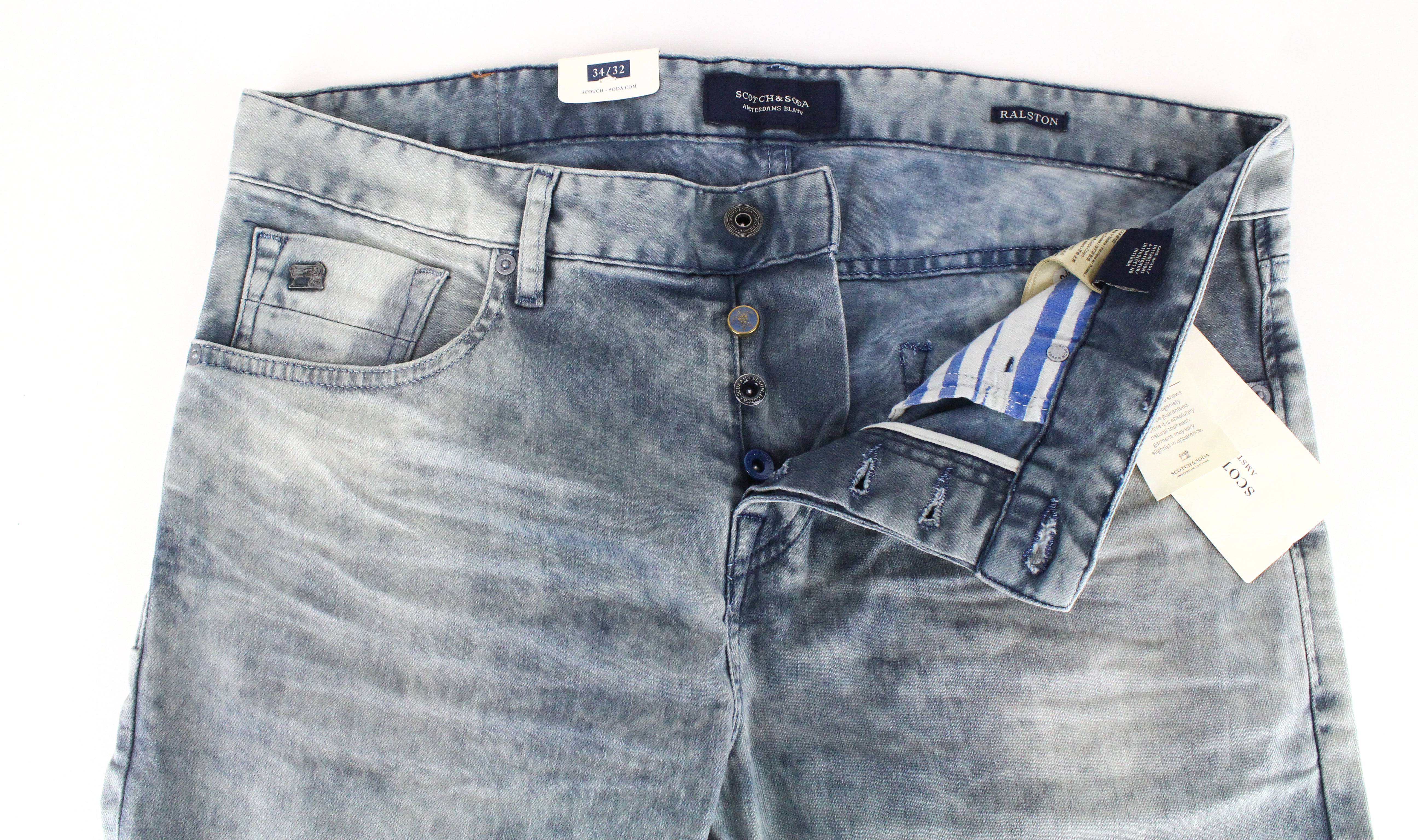 SCOTCH & SODA Ralston Men's Jeans W34/L32 Slim Fit Blue Cotton Stretch Denim