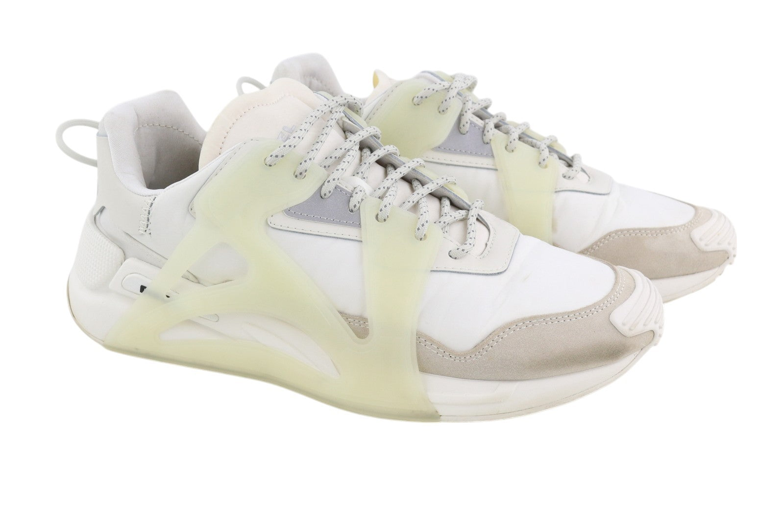 DIESEL S-Serendipity Mask Mens Sneakers EU44.5 White Almond Toe Low Top RRP€200