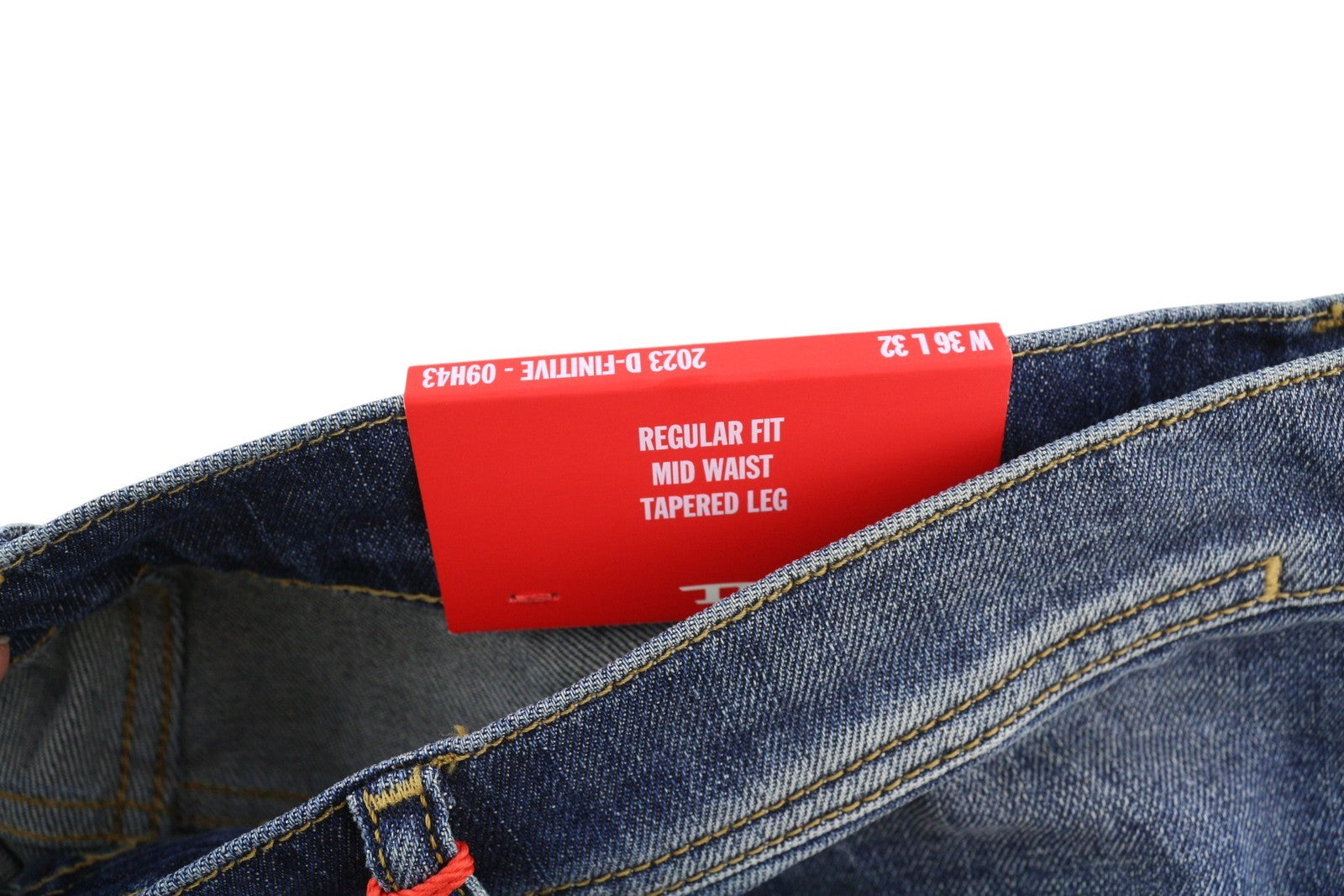 DIESEL 2023 D-Finitive 09H43 Men Jeans W36/L32 Regular Tapered Leg Blue RRP€225