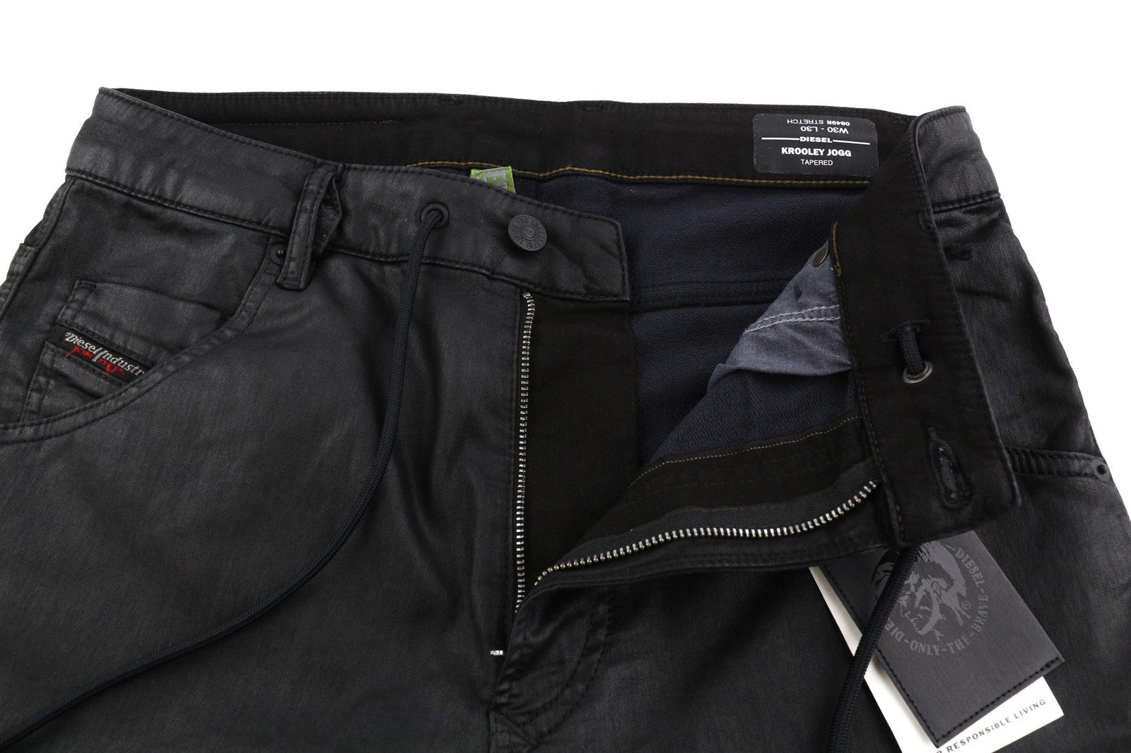 DIESEL Krooley Jogg 0849R Mens Jeans W30/L30 Tapered Coated Black RRP€250