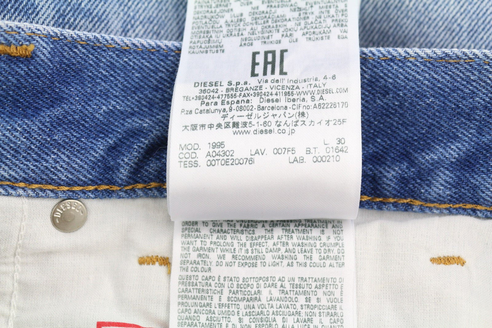 DIESEL 1995 007F5 Mens Jeans W31 Slim  Mid Waist Straight Leg RRP€250