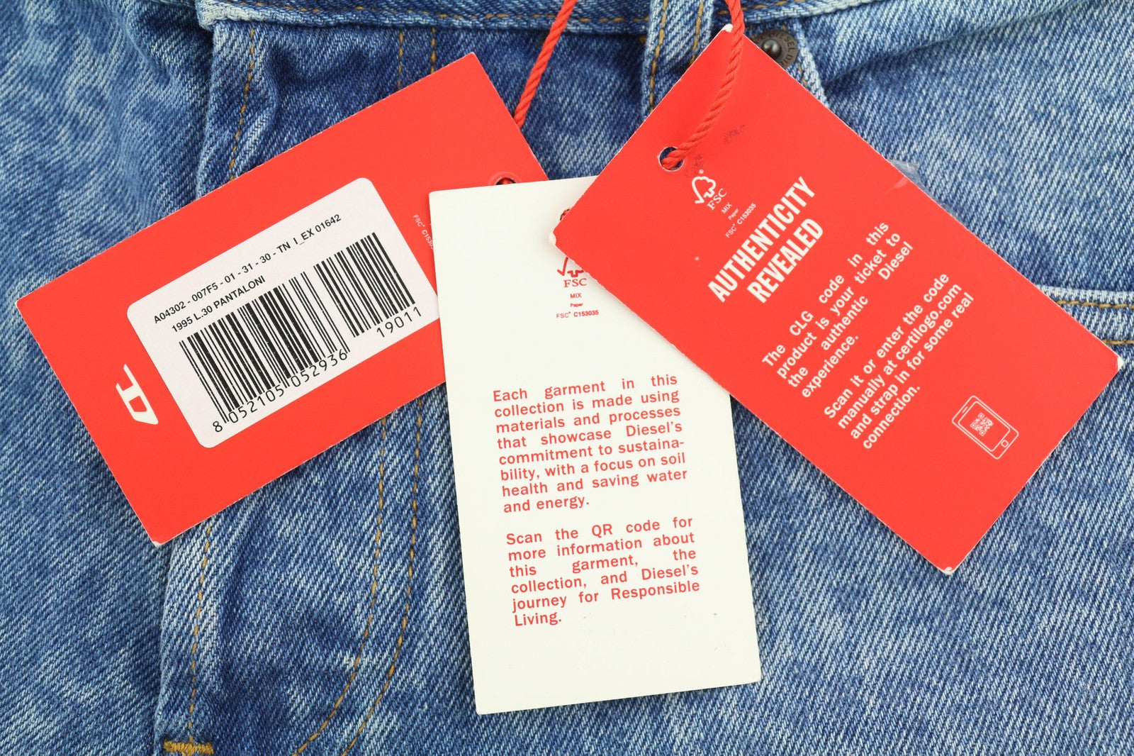 DIESEL 1995 007F5 Mens Jeans W31 Slim  Mid Waist Straight Leg RRP€250