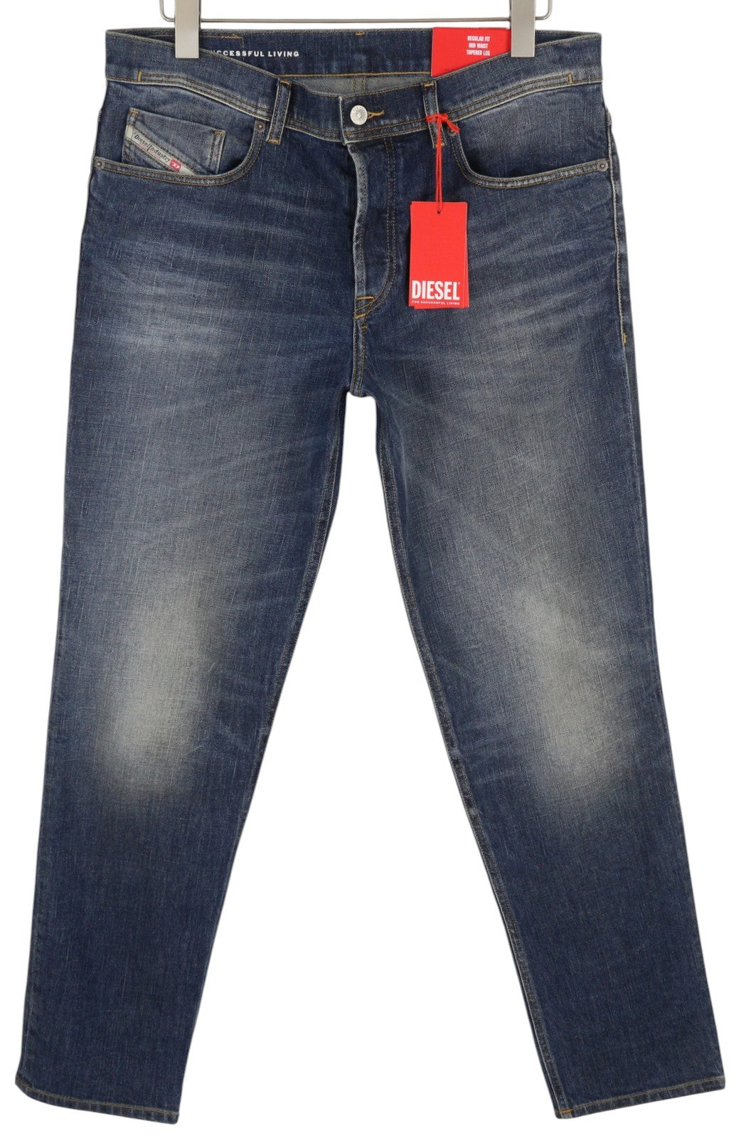 DIESEL 2023 D-Finitive 09H43 Men Jeans W32/L32 Regular Tapered Leg Blue RRP€225