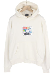 DIESEL S-Ginn-Hood-E6 Men Hoodie L Off White Pullover Kangaroo Pocket Hooded