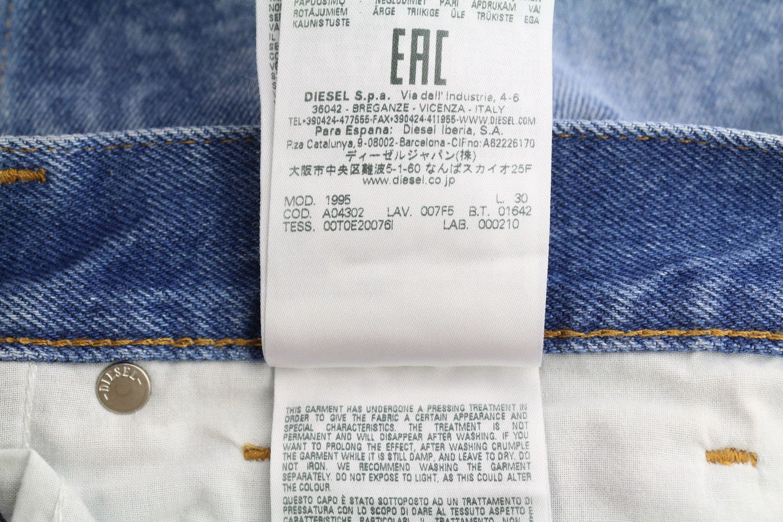 DIESEL 1995 007F5 Mens Jeans W33/L30 Slim  Mid Waist Straight Leg RRP€250