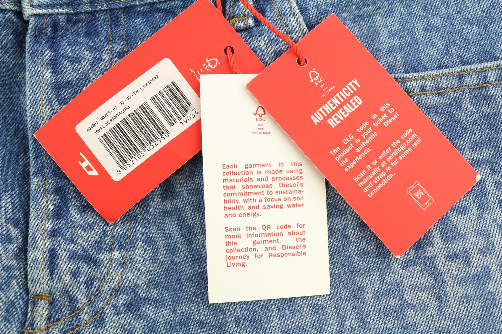 DIESEL 1995 007F5 Mens Jeans W33/L30 Slim  Mid Waist Straight Leg RRP€250