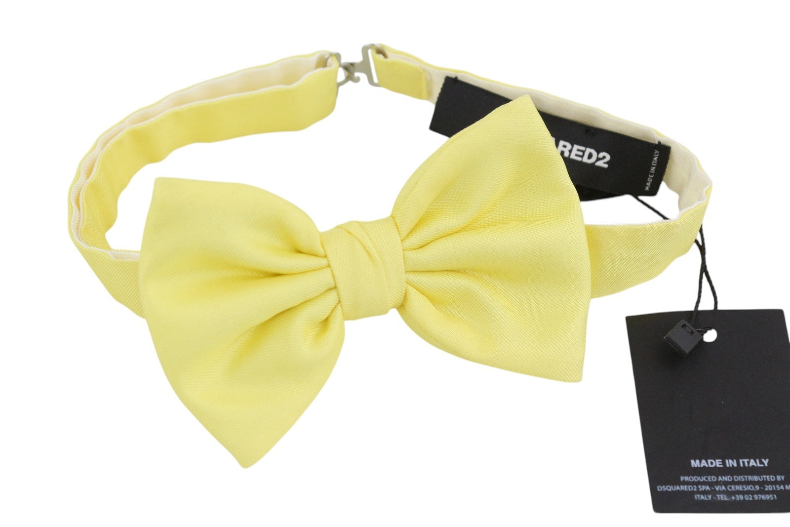 DSQUARED2 Mens Bow Tie ONE SIZE Silk Light Yellow Butterfly Self-Tie Dress