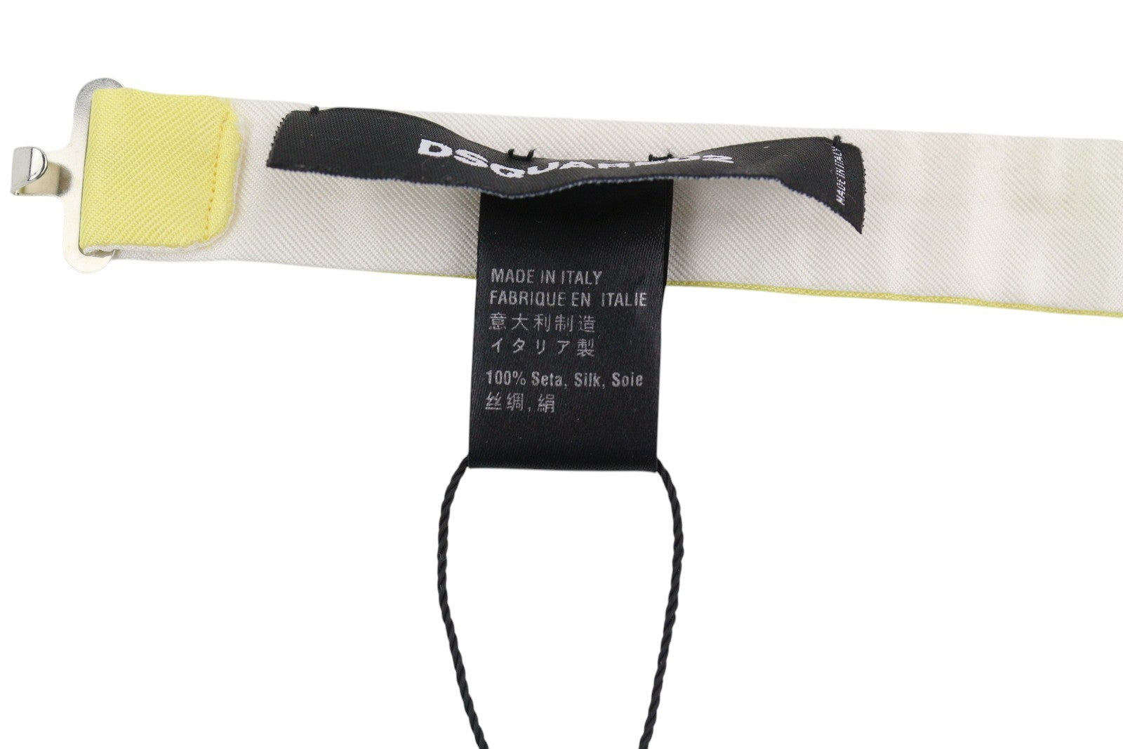 DSQUARED2 Mens Bow Tie ONE SIZE Silk Light Yellow Butterfly Self-Tie Dress