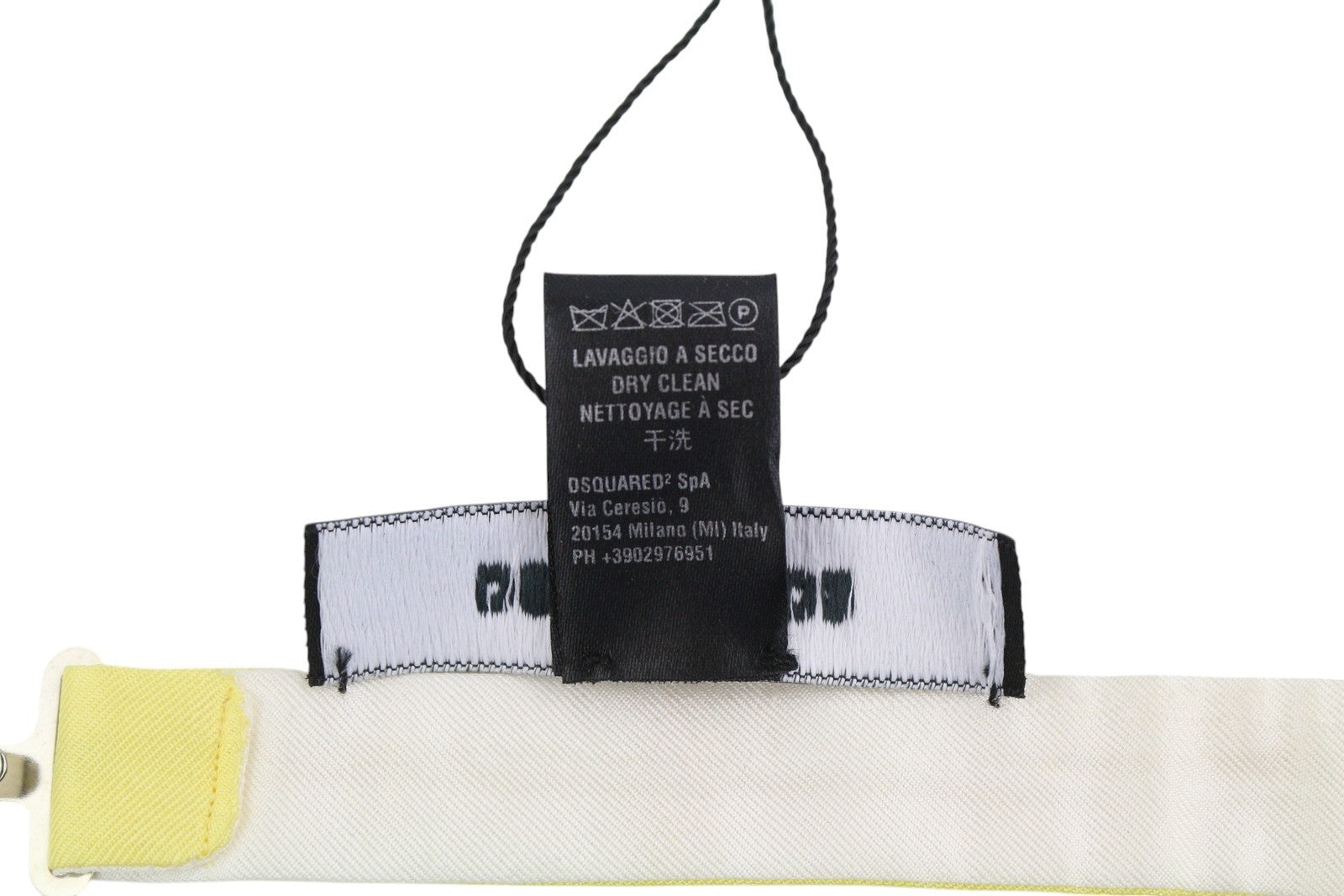 DSQUARED2 Mens Bow Tie ONE SIZE Silk Light Yellow Butterfly Self-Tie Dress