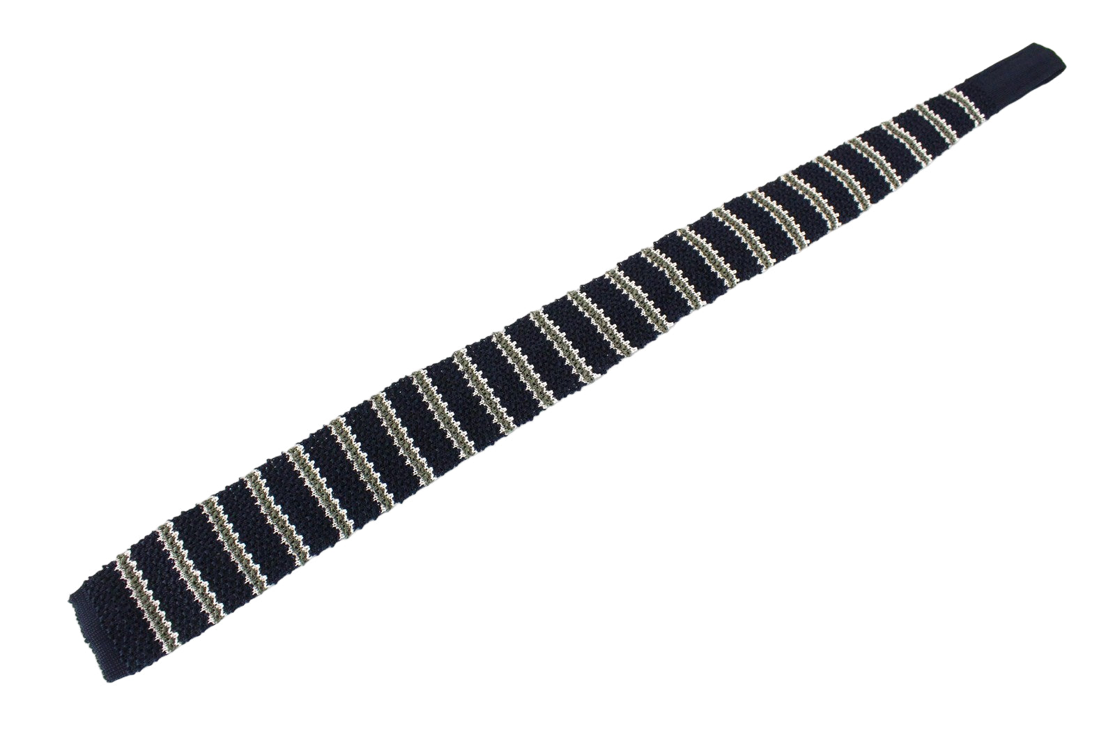 SUITSUPPLY Mens Navy Striped Knitted Tie ~144 x 6 cm Silk Square-End Formal