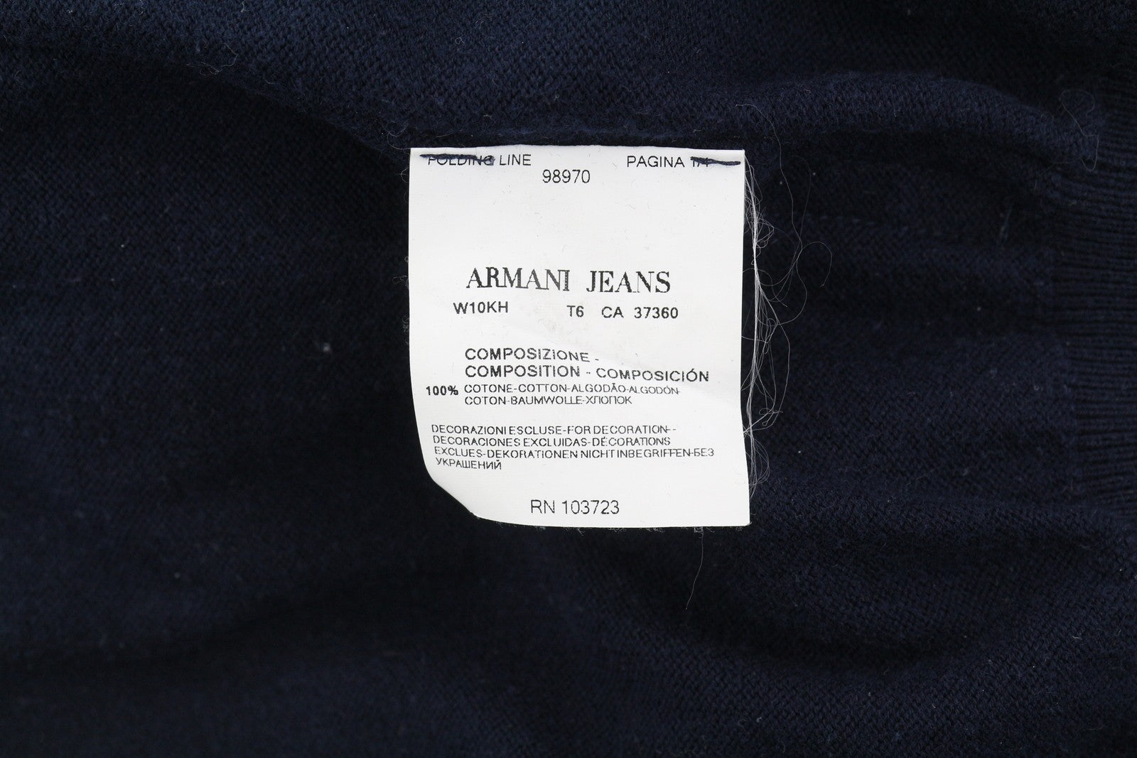 ARMANI JEANS Men Jumper ~S Dark Blue Pullover V-Neck Knitted Slim Fit Logos