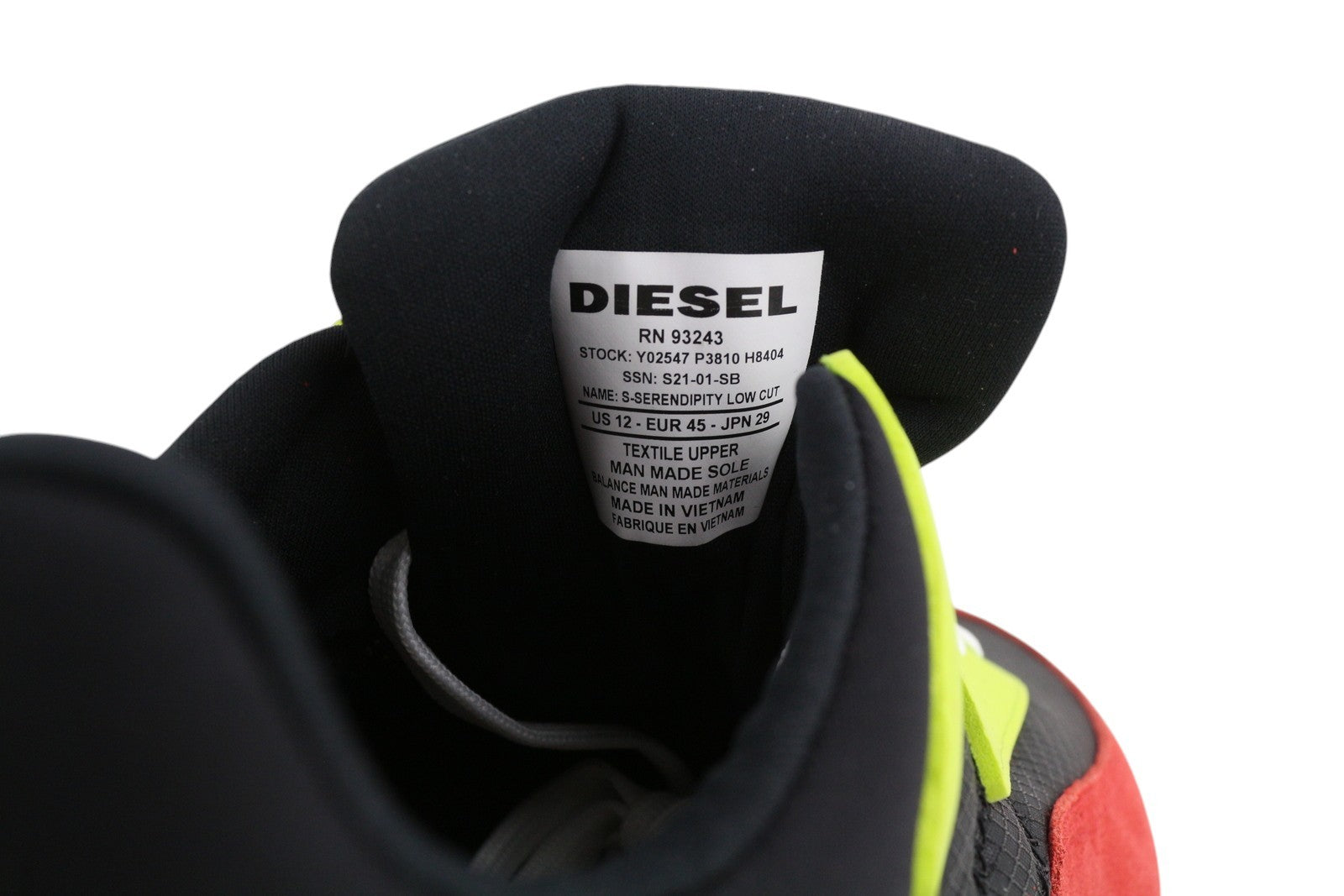 DIESEL S-Serendipity Low Cut Mens Sneakers EU45 Laced Almond Toe Trainers