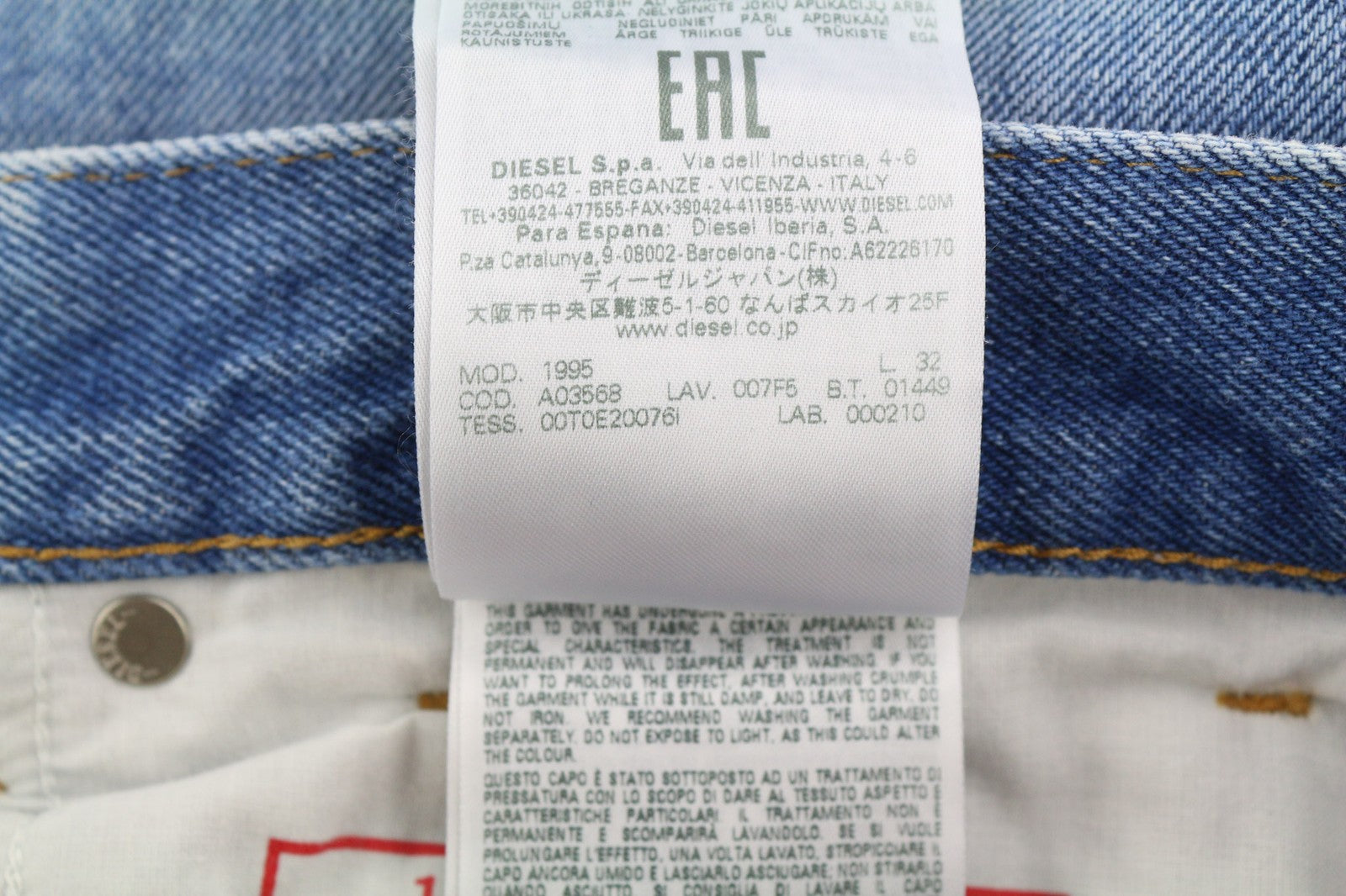 DIESEL 1995 007F5 Mens Jeans W34 Slim  Mid Waist Straight Leg RRP€250 Blue