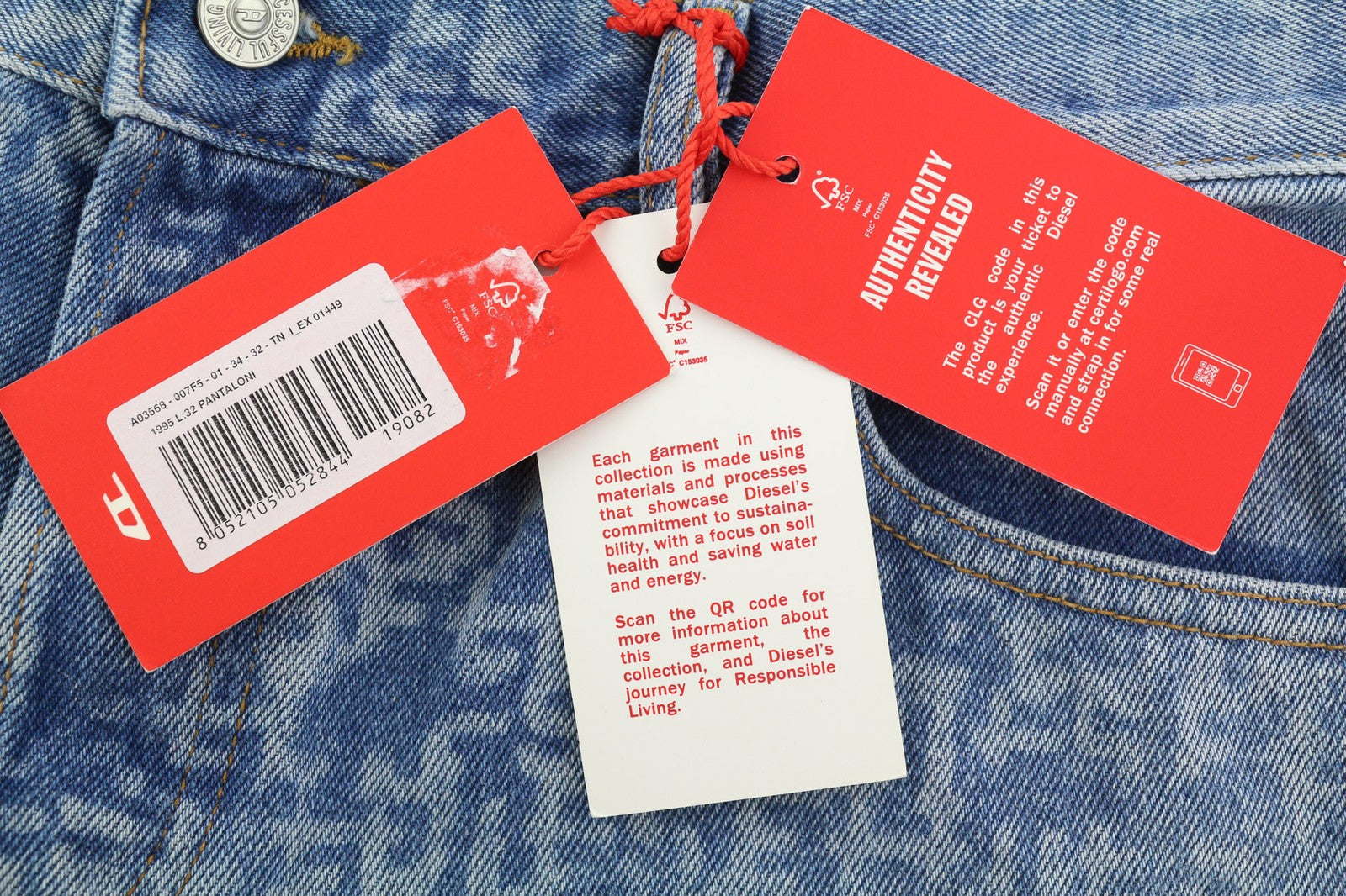 DIESEL 1995 007F5 Mens Jeans W34 Slim  Mid Waist Straight Leg RRP€250 Blue