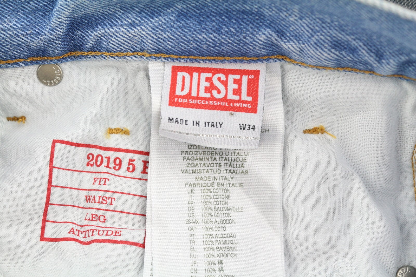 DIESEL 2019 D-Strukt-S3 09I47 Men Jeans W34 Dark Denim Slim Mid Waist RRP€350