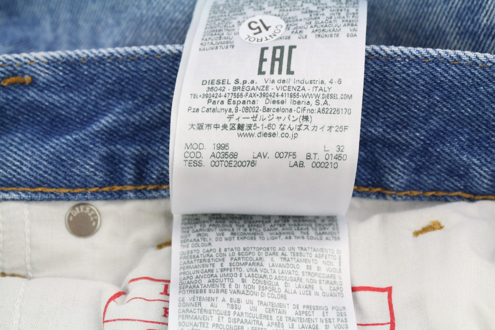 DIESEL 1995 007F5 Mens Jeans W31 Slim  Mid Waist Straight Leg RRP€250 Blue