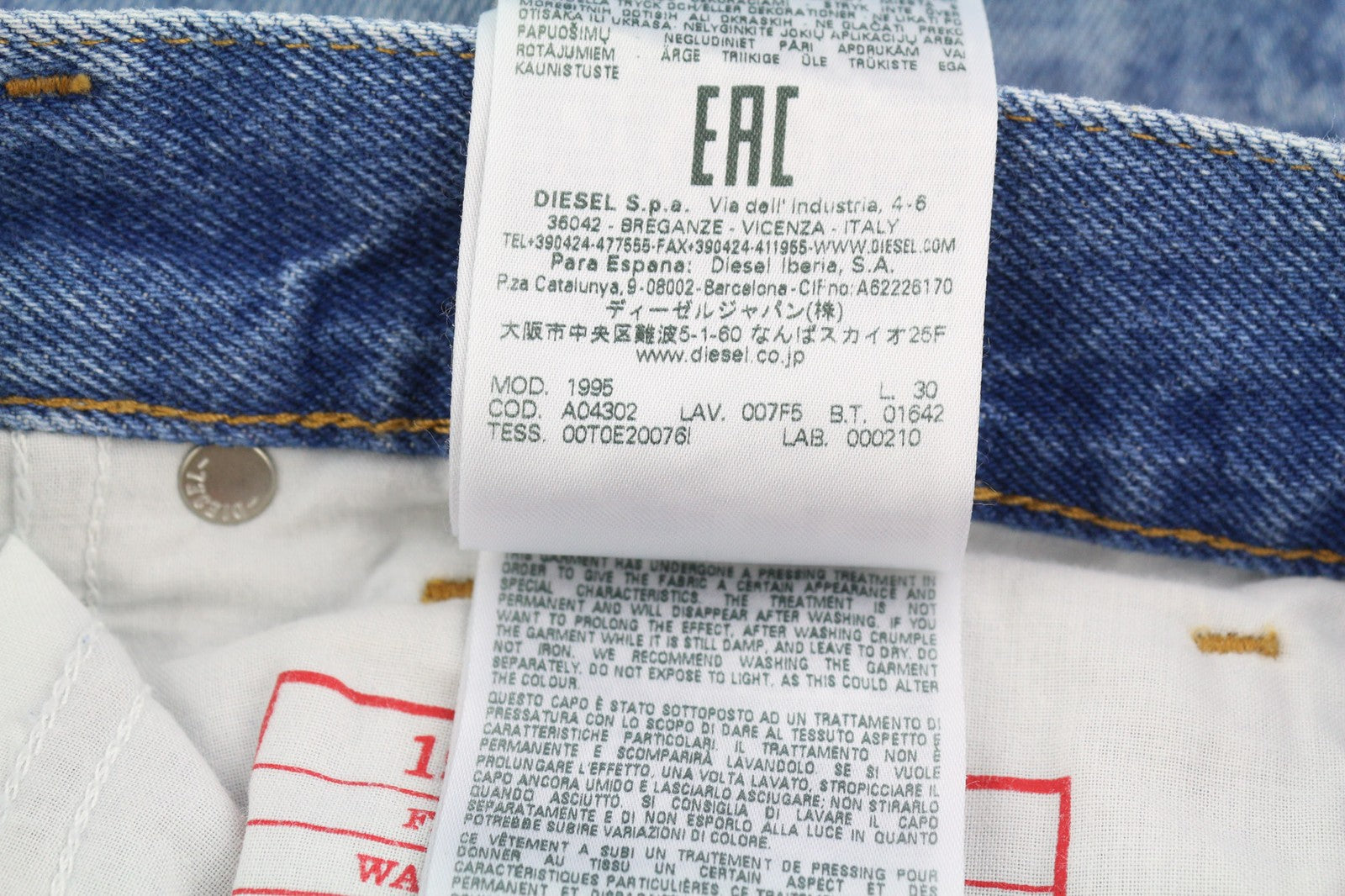 DIESEL 1995 007F5 Mens Jeans W30 Slim  Mid Waist Straight RRP€250 Blue