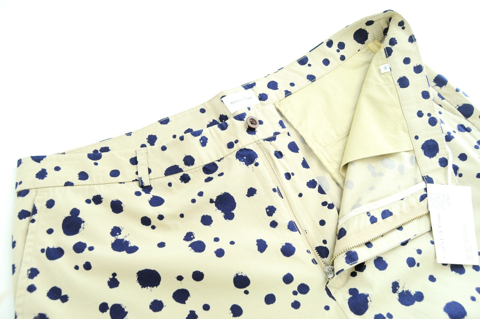 GANT Mens Brown Summer Shorts 54 Pure Cotton Dot Print Slit Pocket Lightweight