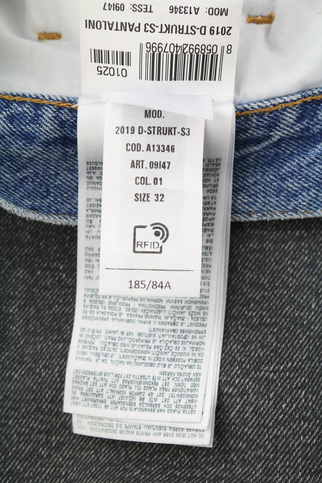 DIESEL 2019 D-Strukt-S3 09I47 Men Jeans W32 Dark Denim Slim  Mid Waist RRP€350