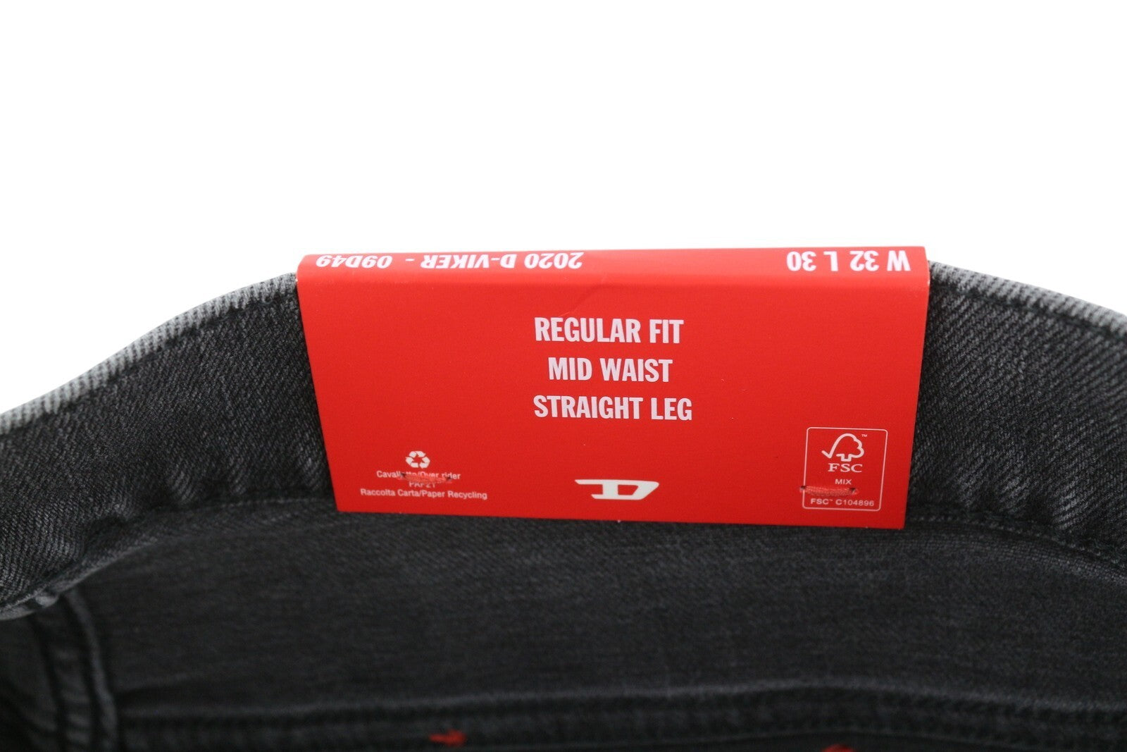 DIESEL 2020 D-Viker 09D49 Mens Jeans W32/L30 Regular  Straight Leg Mid Waist