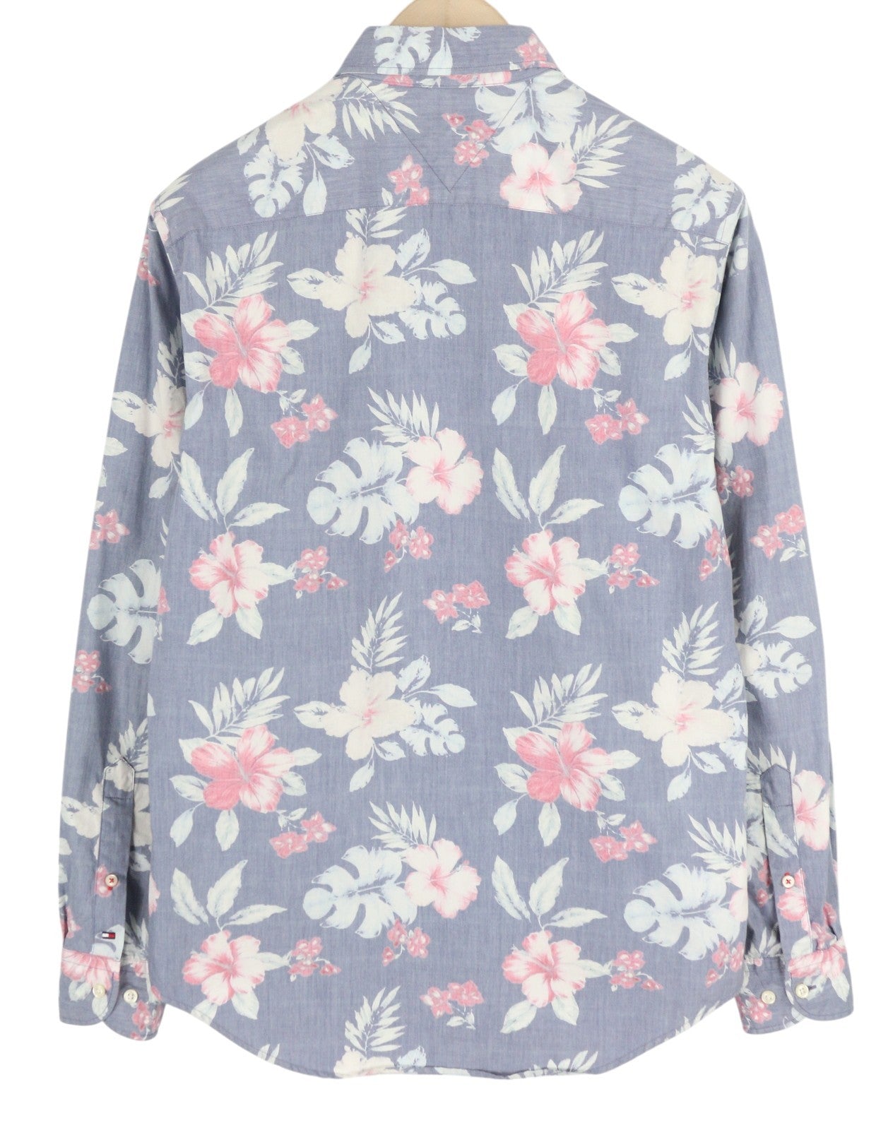 TOMMY HILFIGER New York Fit Men Shirt S Casual Roll-Up Button-Down Neck Floral