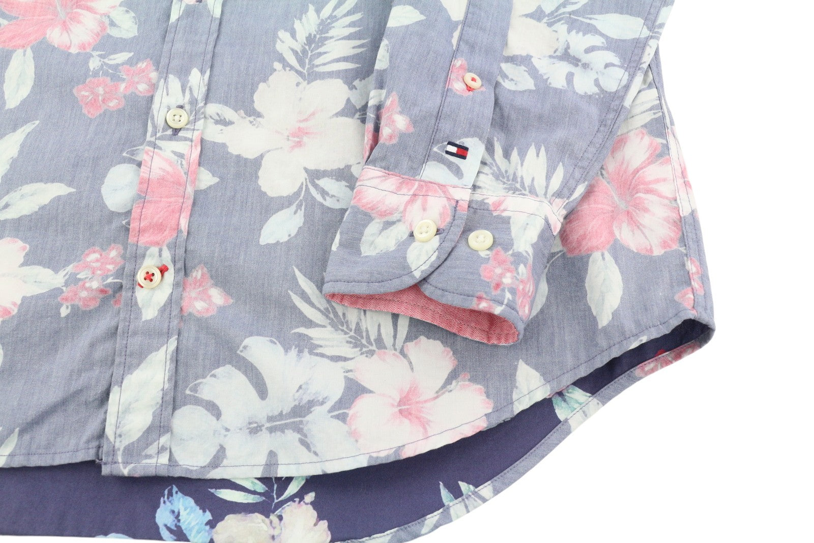 TOMMY HILFIGER New York Fit Men Shirt S Casual Roll-Up Button-Down Neck Floral