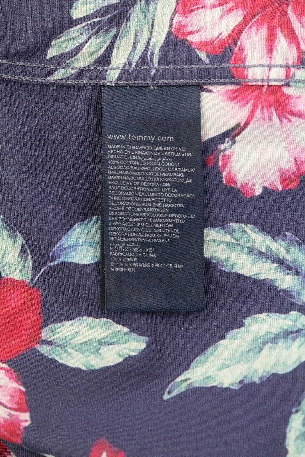 TOMMY HILFIGER New York Fit Men Shirt S Casual Roll-Up Button-Down Neck Floral